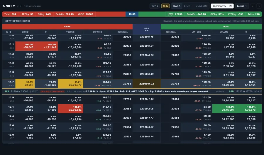 A NIFTY option chain
